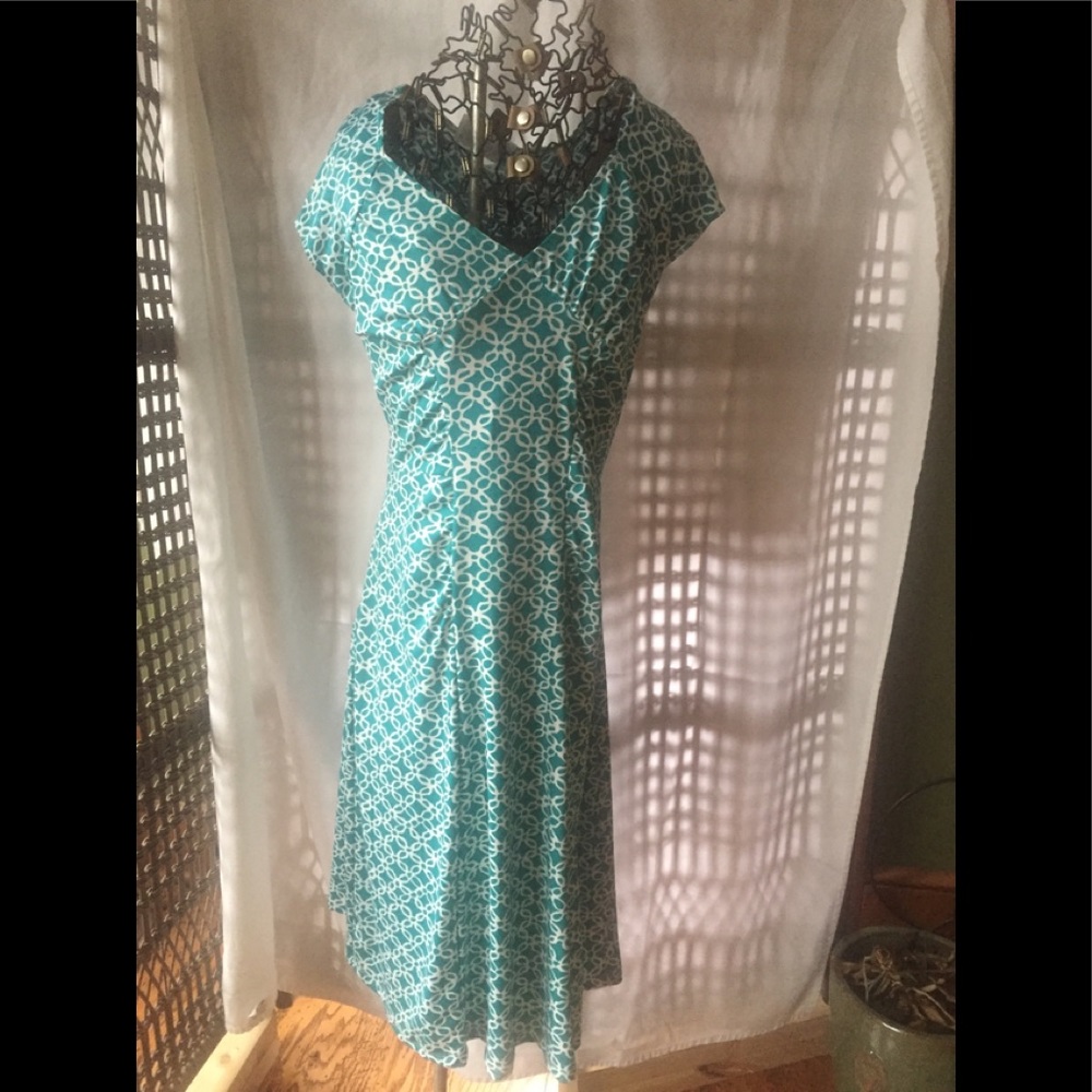 Closet clear out!  green and white dress M